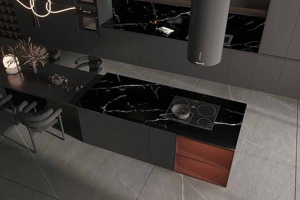 Tope de Piedra Sinterizada Black Marquina (320x160x1,2cm)