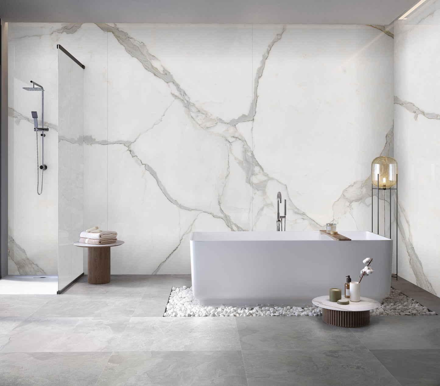 Revestimiento de Piedra Sinterizada Calacatta Gray (260x120x0,6cm)