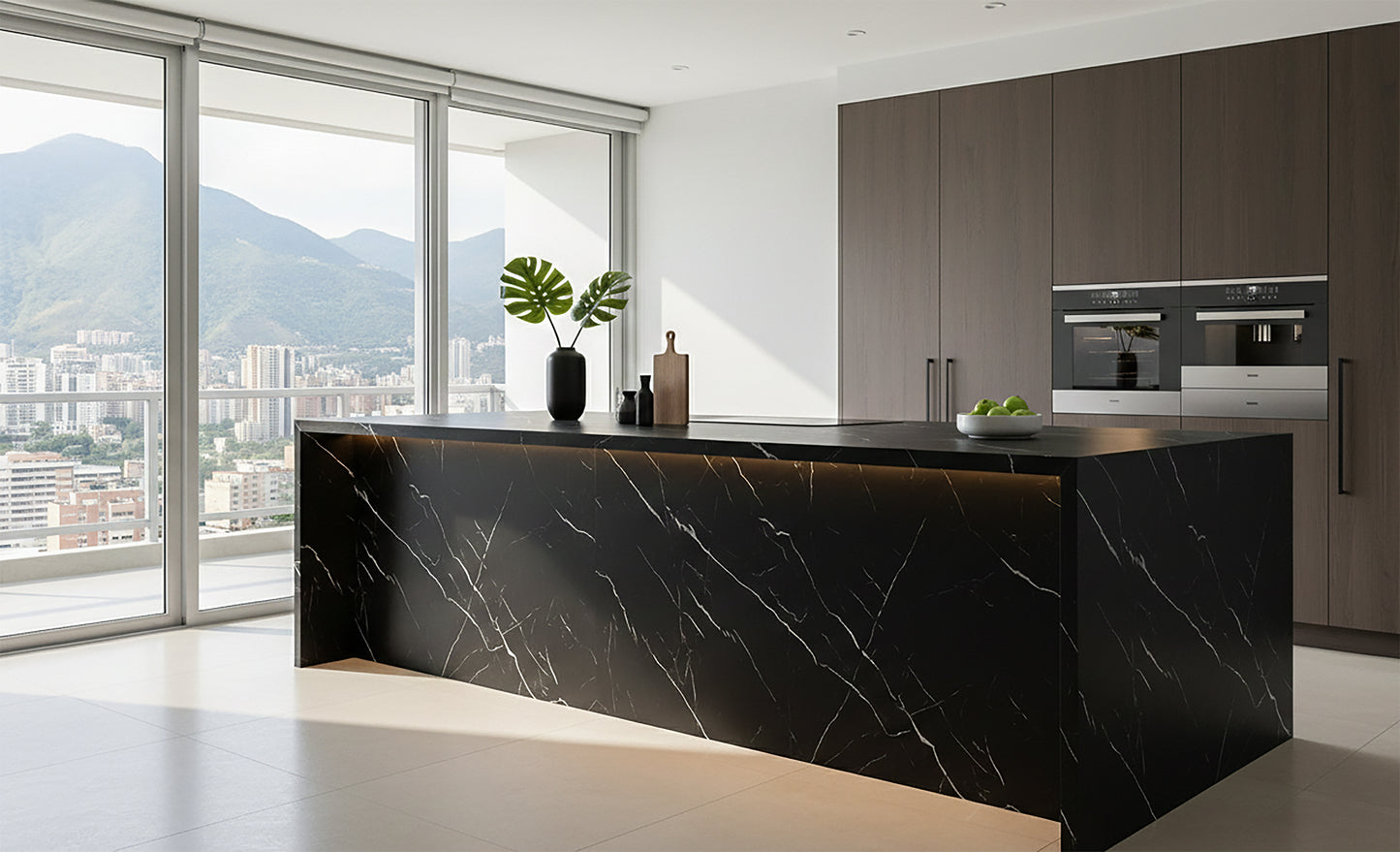 Tope de Piedra Sinterizada Black Marquina (320x160x1,2cm)